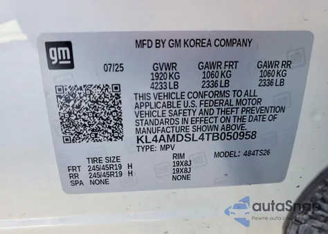 2026 Buick Encore Gx Sport Touring из США, поврежденный, VIN KL4AMDSL4TB050958